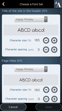 Samuti saate iga tekstitüübi jaoks valida fonte.
